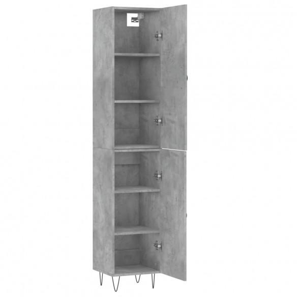 Buffet haut Gris béton 34,5x34x180 cm Bois d'ingénierie