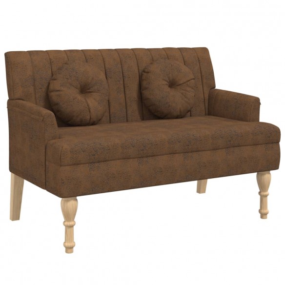 Banc avec coussins marron 113x64,5x75,5 cm similicuir daim