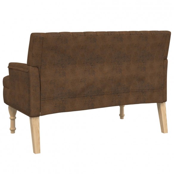 Banc avec coussins marron 113x64,5x75,5 cm similicuir daim