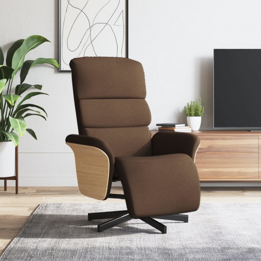 Fauteuil inclinable avec repose-pieds marron tissu