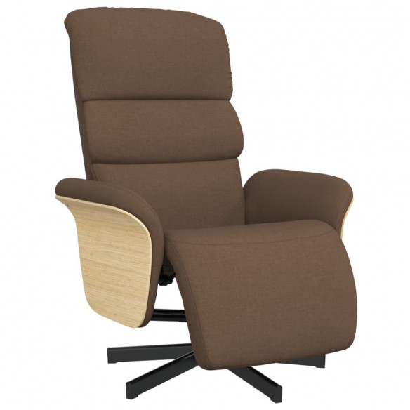 Fauteuil inclinable avec repose-pieds marron tissu