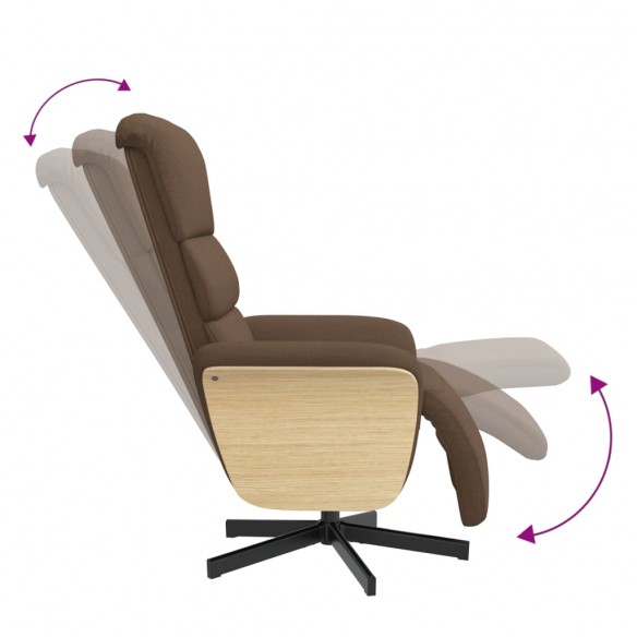 Fauteuil inclinable avec repose-pieds marron tissu