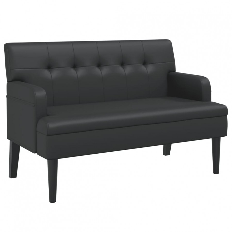 Banc avec dossier noir 112x65,5x75 cm similicuir Banc avec dossier noir 112x65,5x75 cm similicuir