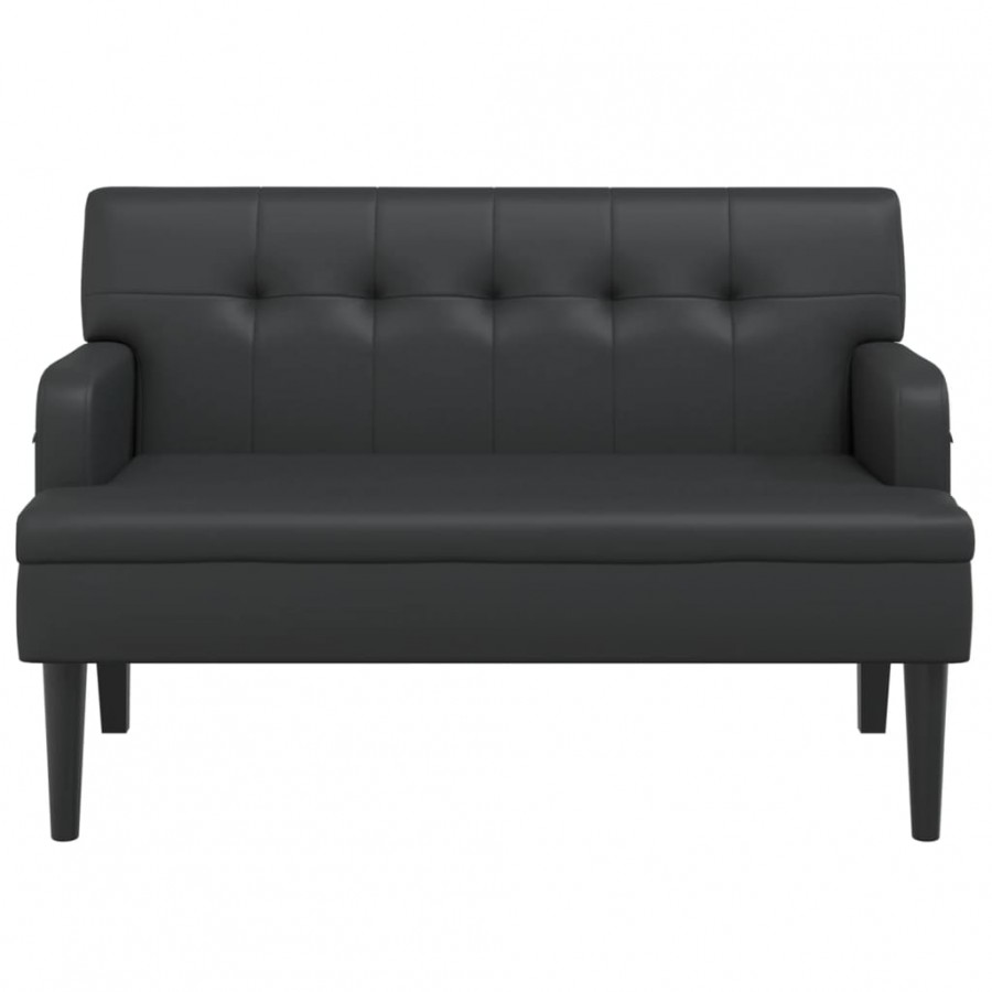 Banc avec dossier noir 112x65,5x75 cm similicuir Banc avec dossier noir 112x65,5x75 cm similicuir