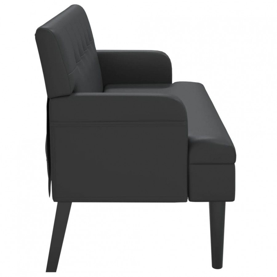 Banc avec dossier noir 112x65,5x75 cm similicuir Banc avec dossier noir 112x65,5x75 cm similicuir