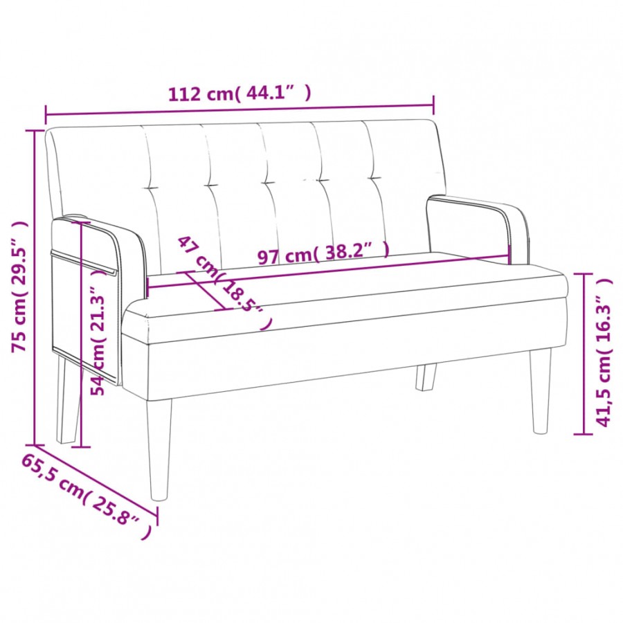 Banc avec dossier noir 112x65,5x75 cm similicuir Banc avec dossier noir 112x65,5x75 cm similicuir
