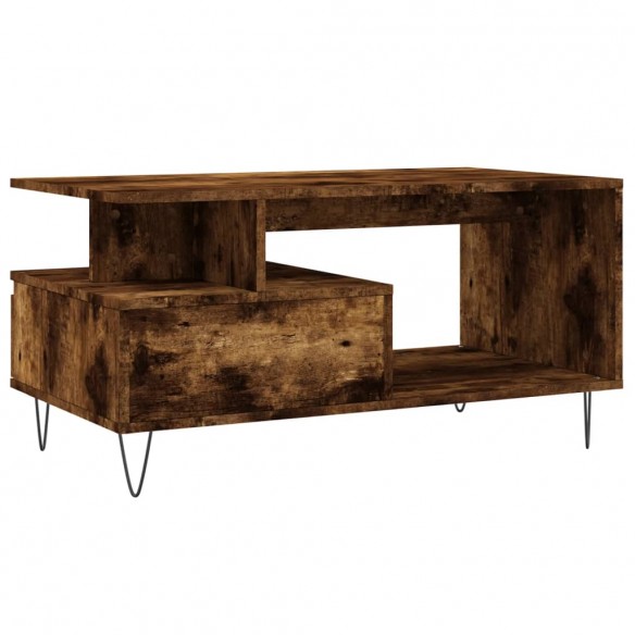 Table basse Chêne fumé 90x49x45 cm Bois d'ingénierie