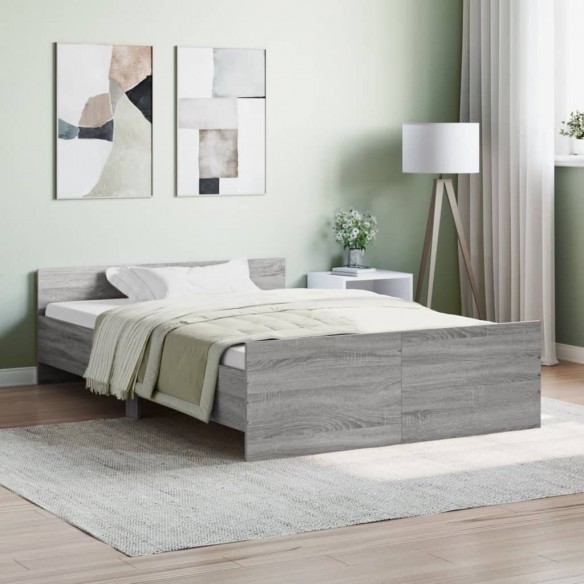 Cadre de lit tête de lit et pied de lit sonoma gris 120x200 cm