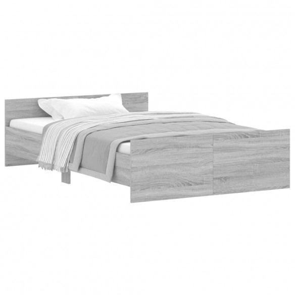 Cadre de lit tête de lit et pied de lit sonoma gris 120x200 cm