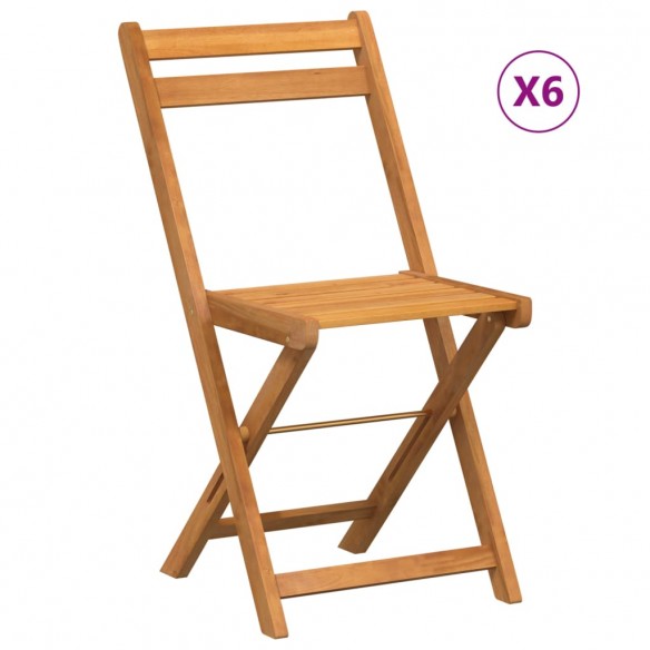 Chaises de bistrot pliantes lot de 6 bois d'acacia solide