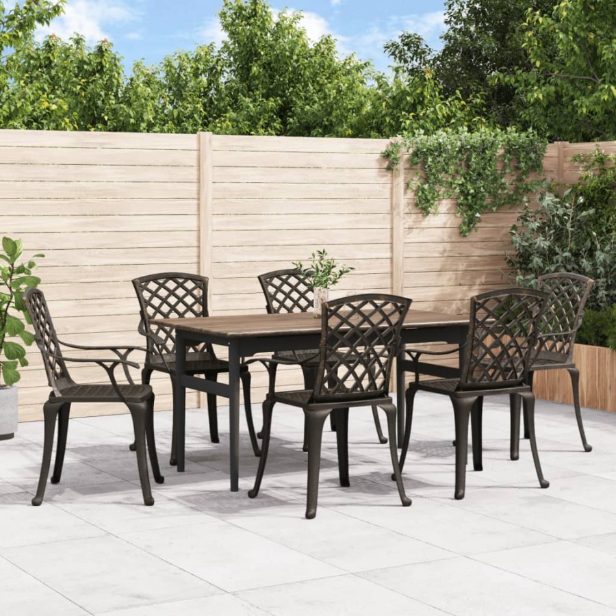 Chaises de jardin lot de 6 fonte d'aluminium bronze