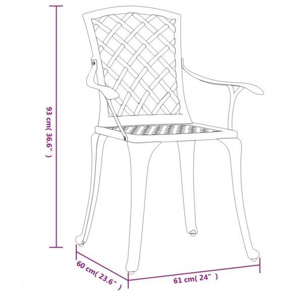 Chaises de jardin lot de 6 fonte d'aluminium bronze