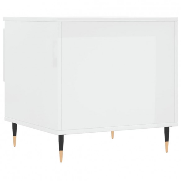 Table basse blanc brillant 50x46x50 cm bois d’ingénierie
