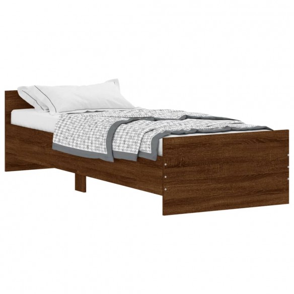 Cadre de lit chêne marron 75x190cm petit simple bois ingénierie