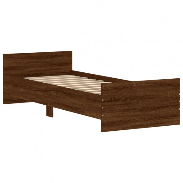 Cadre de lit chêne marron 75x190cm petit simple bois ingénierie