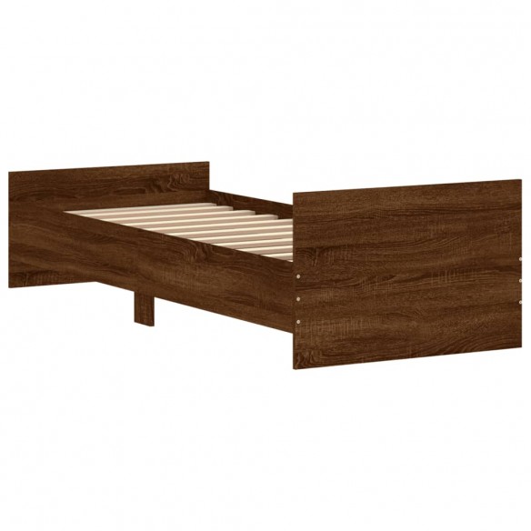 Cadre de lit chêne marron 75x190cm petit simple bois ingénierie