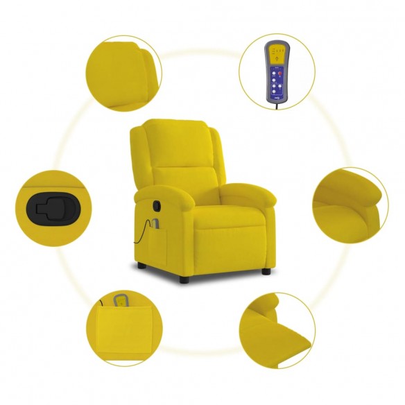 Fauteuil de massage inclinable jaune velours