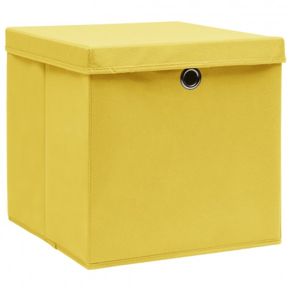 Boîtes de rangement avec couvercles 4 pcs 28x28x28 cm Jaune