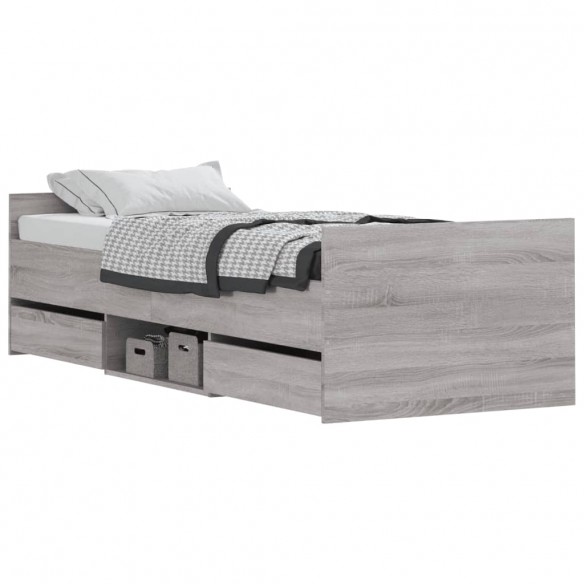 Cadre de lit tête de lit et pied de lit sonoma gris 75x190 cm