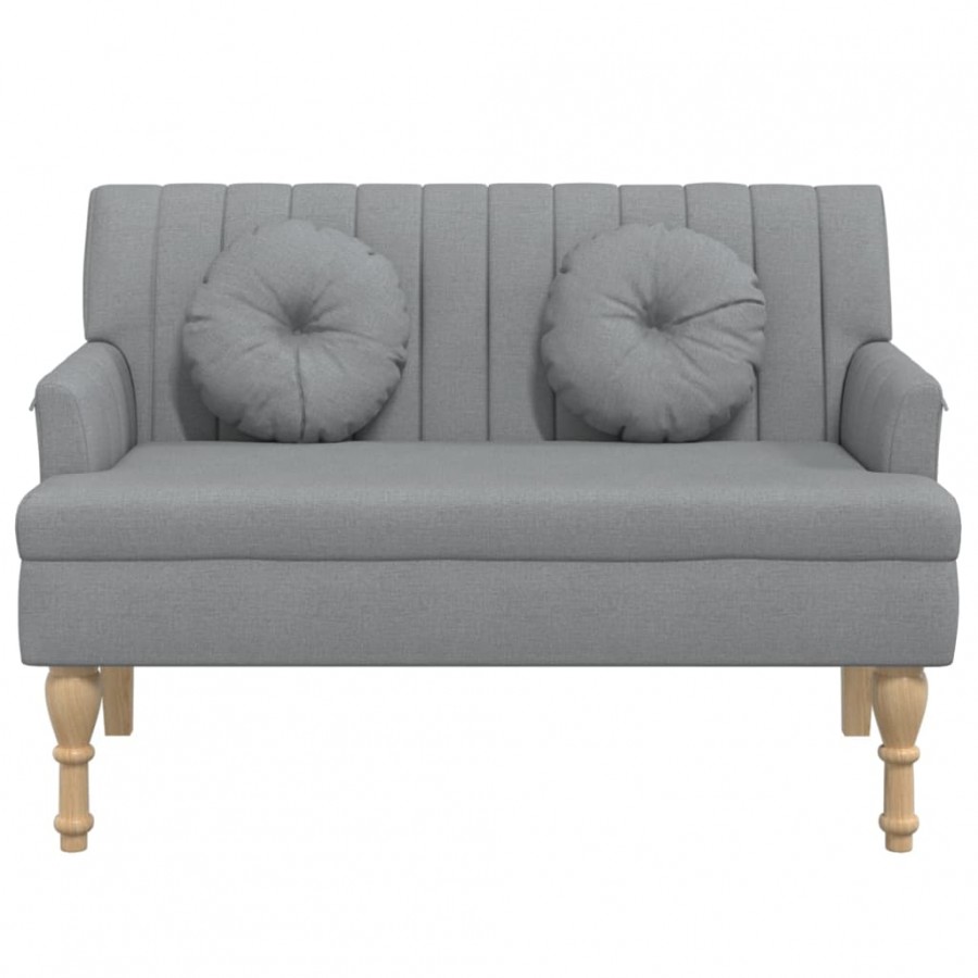 Banc avec coussins gris clair 113x64,5x75,5 cm tissu Banc avec coussins gris clair 113x64,5x75,5 cm tissu