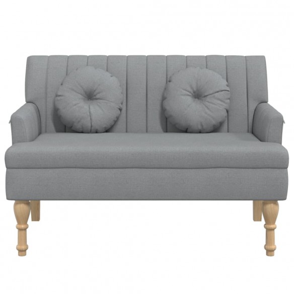 Banc avec coussins gris clair 113x64,5x75,5 cm tissu