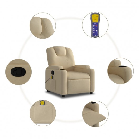 Fauteuil de massage inclinable Crème Tissu