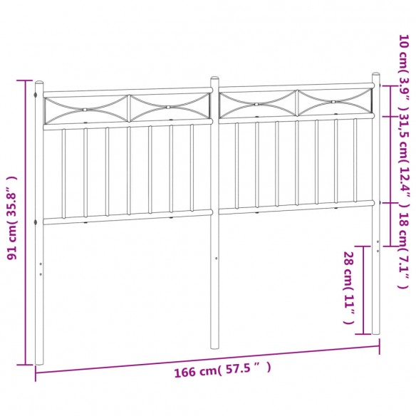 Tête de lit métal blanc 160 cm