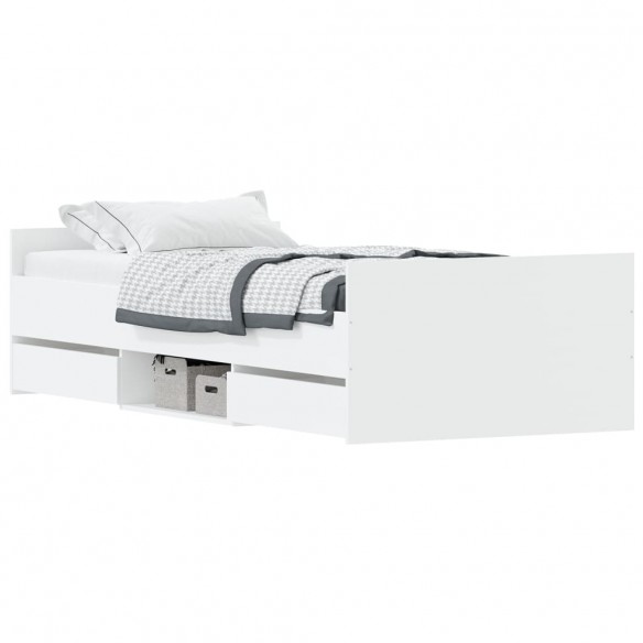 Cadre de lit avec tête de lit/pied de lit blanc 90x200 cm