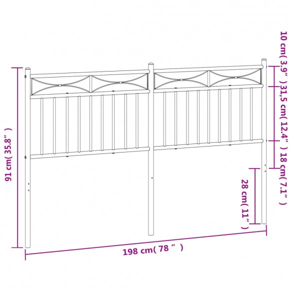 Tête de lit métal blanc 193 cm