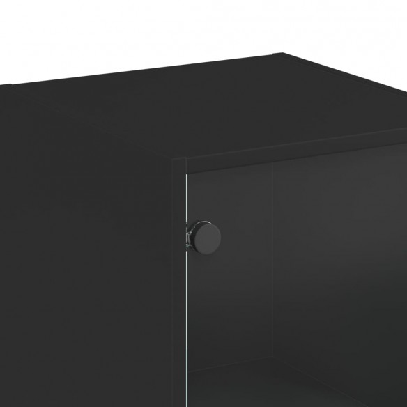 Buffet avec porte en verre noir 35x37x142 cm