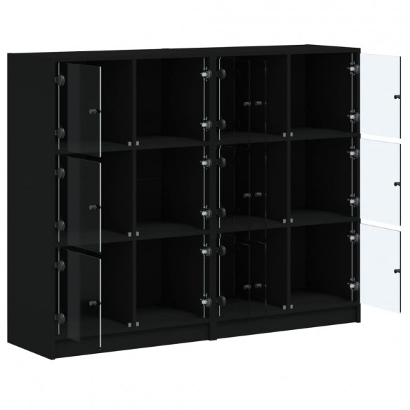 Bibliothèque avec portes noir 136x37x109 cm bois d'ingénierie