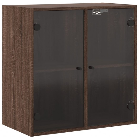 Armoire murale avec portes en verre chêne marron 68x37x68,5 cm