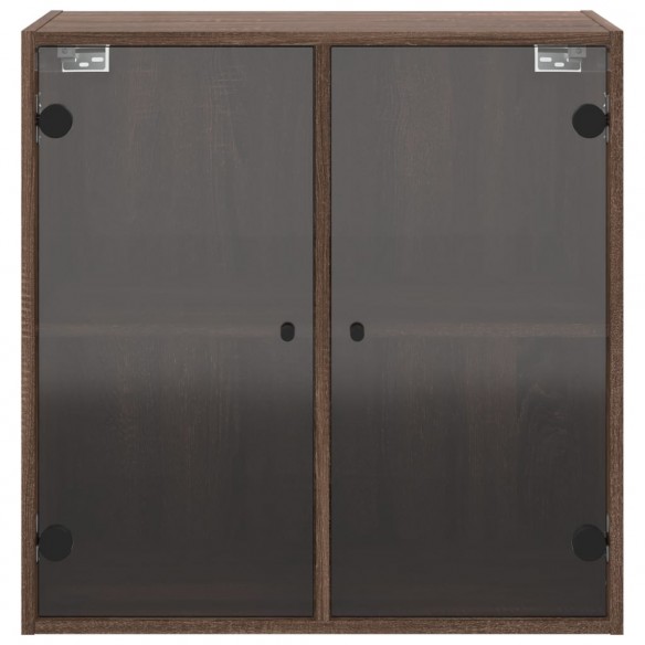 Armoire murale avec portes en verre chêne marron 68x37x68,5 cm