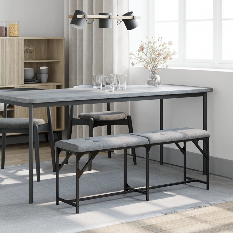 Banc à manger gris clair 124x32x45 cm acier et tissu Banc à manger gris clair 124x32x45 cm acier et tissu