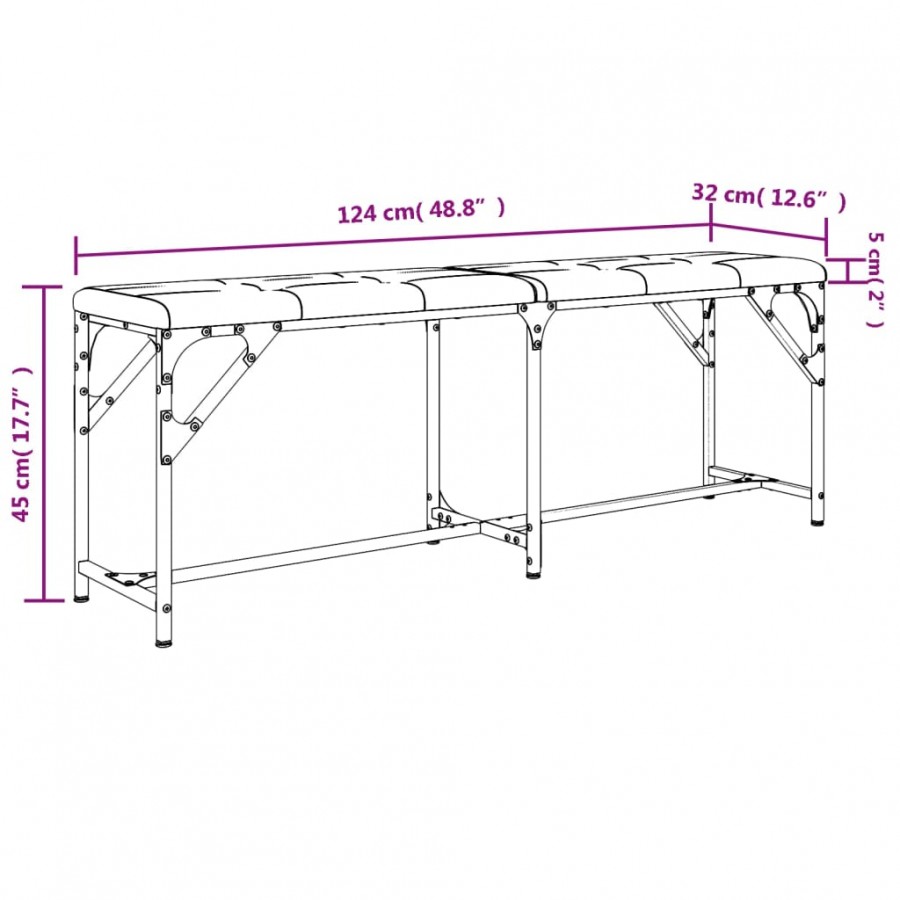 Banc à manger gris clair 124x32x45 cm acier et tissu Banc à manger gris clair 124x32x45 cm acier et tissu