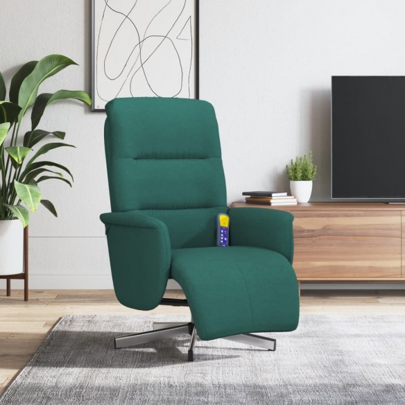 Fauteuil inclinable de massage et repose-pieds vert foncé tissu