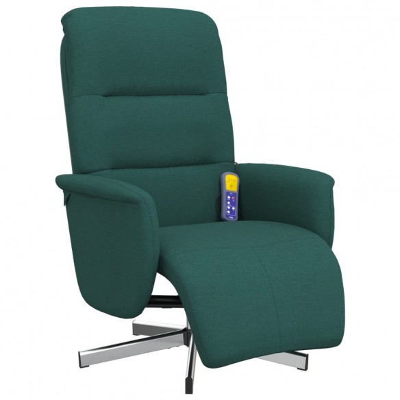 Fauteuil inclinable de massage et repose-pieds vert foncé tissu