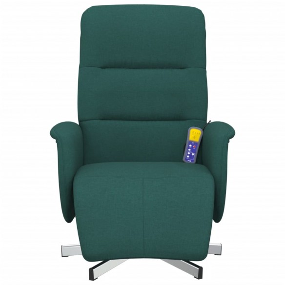 Fauteuil inclinable de massage et repose-pieds vert foncé tissu