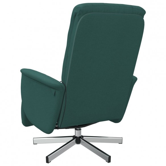 Fauteuil inclinable de massage et repose-pieds vert foncé tissu