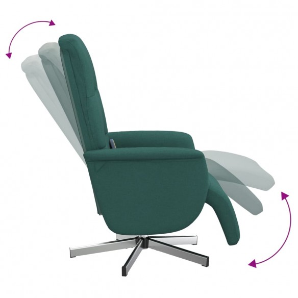 Fauteuil inclinable de massage et repose-pieds vert foncé tissu