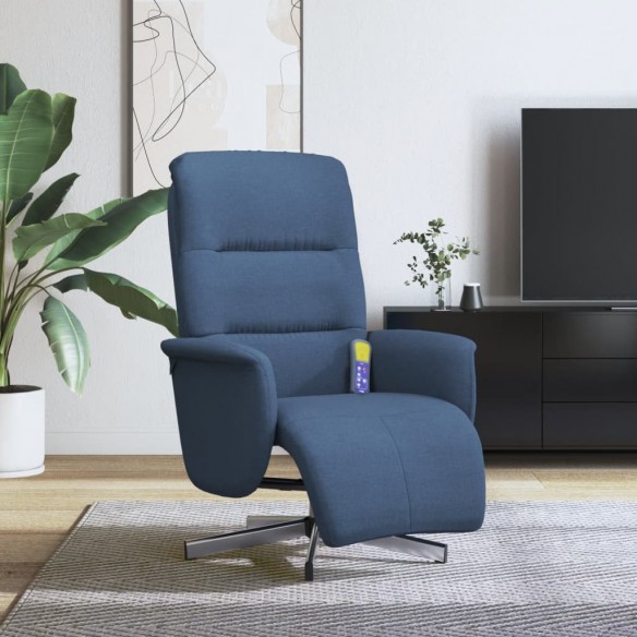 Fauteuil inclinable de massage avec repose-pieds bleu tissu