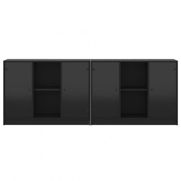 Bibliothèque avec portes noir 204x37x75 cm bois d'ingénierie