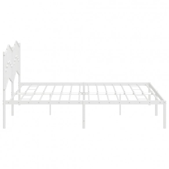 Cadre de lit métal avec tête de lit blanc 193x203 cm