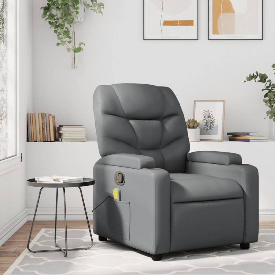 Fauteuil de massage inclinable Gris Similicuir