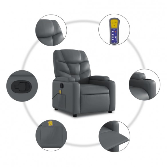 Fauteuil de massage inclinable Gris Similicuir