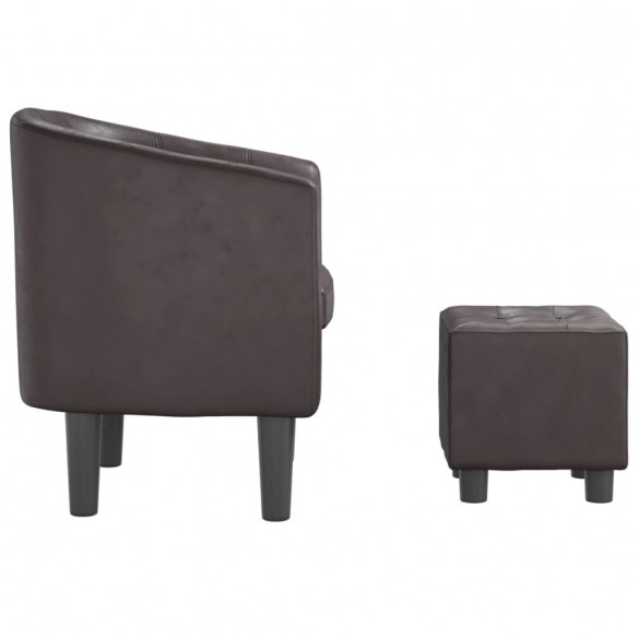 Fauteuil cabriolet avec repose-pied marron similicuir