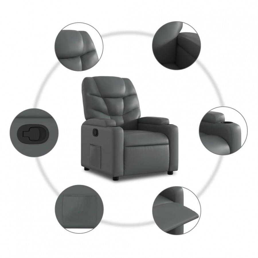 Fauteuil inclinable Gris Similicuir Fauteuil inclinable Gris Similicuir