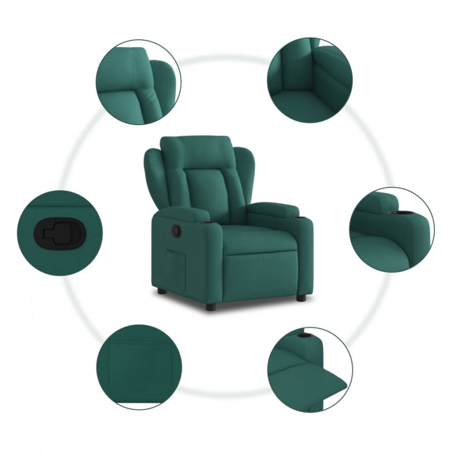 Fauteuil inclinable Vert foncé Tissu Fauteuil inclinable Vert foncé Tissu