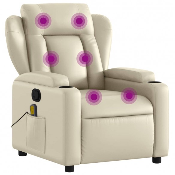 Fauteuil inclinable de massage Crème Similicuir