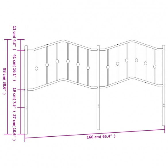 Tête de lit métal blanc 160 cm